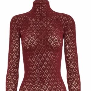 Wolford Maroon Lace Long Sleeve Dress